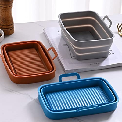 LANGYA Revestimientos de Silicona para freidora de Aire rectangulares - Accesorios para freidora de Aire,2 revestimientos de Silicona para freidora de