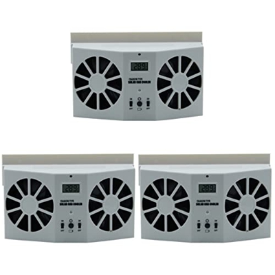 Veemoon 3 Uds Escape Delantero/Trasero Doble Ventilación Solar Enfriador Parabrisas Ventana Ventilador Recargable Automático Ventilador Coche
