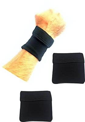Muñequeras para Correr, Muñequera Deportiva con Bolsillo, Banda de Muñeca, para Poner Moneda Billete Tarjeta Gimnasio Running Ciclismo, Negro