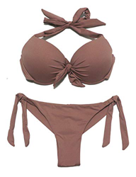 eonar Conjunto de Bikini para Mujer, Push-up Sujetador para El Cuello, Cintura Baja Bikini Bottom, Ajustable Trajes de baño(XXL,Khaki) en oferta