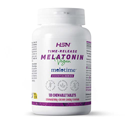 Melatonina de Liberación Prolongada de HSN | 120 Tabletas Masticables de 1,9 mg de Melatonina con Sabor Caramelo de Fresa y Nata | 8 Horas Liberación  precio