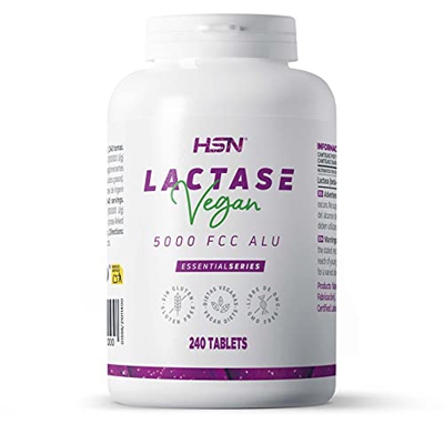 Lactasa Enzimas Digestivas de HSN | 240 Tabletas de 5000 FCC ALU - Alta Potencia | Para Intolerantes a la Lactosa: Mejora la Digestión de Leche, Queso