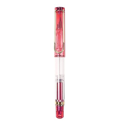 Pluma estilográfica de pistón Transparente de 1 Pieza, Punta EF, Clip de Metal, bolígrafos de Tinta de Gran Capacidad, papelería de Escritura para Esc