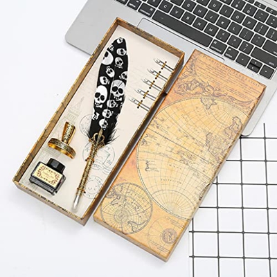 TKFDC Vintage Halloween Bricolaje Pluma Decorativa de la Pluma con la Pluma de Escritura de la Pluma de la Pluma de la Pluma (Color : A)