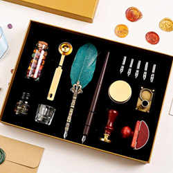 TKFDC Retro asperjado Oro Pluma Pluma Pluma Pluma Lujo Botella de Tinta caligrafía Escritura sumergir Agua Nib Pluma Pluma Regalo de cumpleaños Caja d características