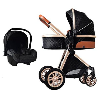 Sistema de Viaje 3 en 1 Silla de Paseo Cochecito de Bebé 3 en 1 Carrito con Capazo para Recién Nacido Cochecito de Viaje Portátil Plegable con Paisaje