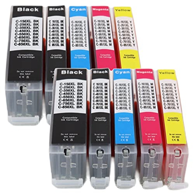 BAQU PGI-750XL CLI-751XL Compatible 750 751 Reemplazo de Cartucho de Tinta para Canon Pixma MG5470 MG5570 MX727 IX6770 IX6870 IP8770 Impresoras 2 Pack