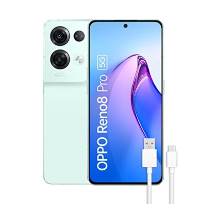 OPPO Reno8 Pro 5G - Teléfono Móvil Libre, 8GB+256GB, Cámara 50+8+2+32MP, Smartphone Android, Batería 4500mAh, Carga Rápida 80W, Dual SIM - Verde