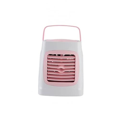 FMOPQ Portable Mini Humidifier Cooling Fan Multi-Functional USB LED Air Cooler for Home Bedroom Office Table Fan Ventilador (Color : Pink)