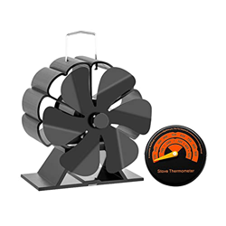 Mini Black Fireplace 6 Heat Powered Stove Fan Log Wood Burner Quiet Home Fireplace Fan Efficient Heat Distribution (Color : with Thermometer) en oferta
