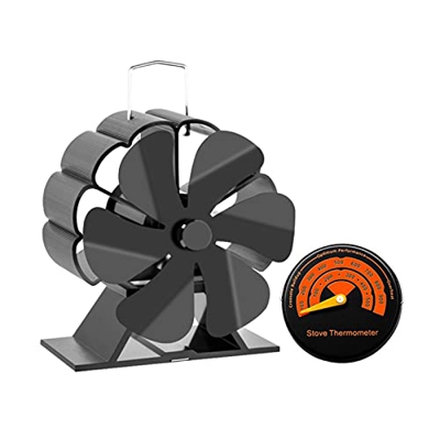 Mini Black Fireplace 6 Heat Powered Stove Fan Log Wood Burner Quiet Home Fireplace Fan Efficient Heat Distribution (Color : with Thermometer)
