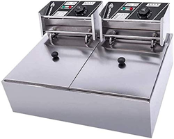 20L Deep Fryer Electric Desktop Stainless Steel Electric Deep Pan with Lid and Frying Basket Temperature Control 5KW en oferta