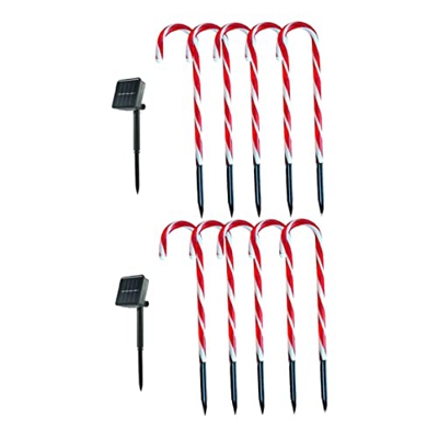 NOPEILVI Luces de caña de Caramelo de Navidad Marcadores de Sendero Solar Decoración del jardín de luz con estaca para decoración de Fiesta Interior/E