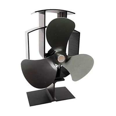 3- Fan Mute Real Heat Power Heat Stove Fan Wood Log Burner Fireplace Winter Warming Tool (Color : Black)