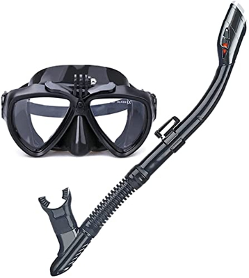 Samnuerly Máscaras de Buceo Juego de esnórquel Máscara de Buceo para Adultos Esnórquel antivaho Juego de esnórquel en seco Vista panorámica panorámica