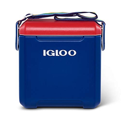 Igloo Baúl portátil a prueba de fugas de 11 cuartos de galón con retención de hielo de 2 días, azul con correa de transporte de manos libres arcoíris