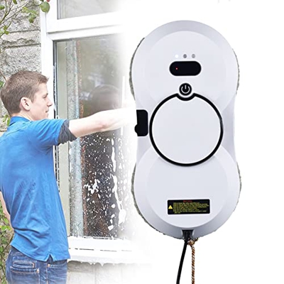 ATRNA Robot Limpiacristales, Tanque de Agua 30ML Robot Limpieza de Ventanas 2800Pa Control Remoto para Lavar Todas Las Superficies Lisas-White