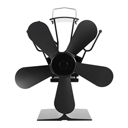 FMOPQ 4/5 Blades Black Fireplace Heat Powered Stove Fan Heat Self-Powered Log Wood Stove Top Burner Silent Home Efficient Eco Heater (Color : 5 Blades en oferta