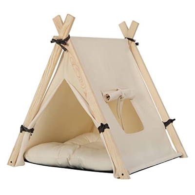 EUGAD Tienda para Mascotas con Cama para Perros Gatos 45x45x55cm Tienda de Lona Lavable Casa para Mascotas con Cojín Suave y Extraíble Montaje Fácil c