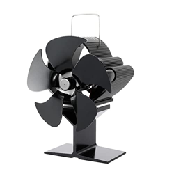 FMOPQ Home Fan 5 Blades Fireplace Fan Heat Power Heating Stove Fan Black Fireplace Fan Wood Stove Fireplace Fan Heating Fan (Size : A) características