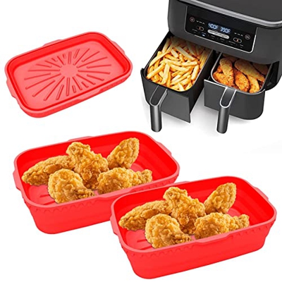Umifica 2 ollas de Silicona Plegables para freidora de Aire Dual N-injas, Cesta Plegable de Silicona para freidora de Aire Doble, Accesorios Reutiliza