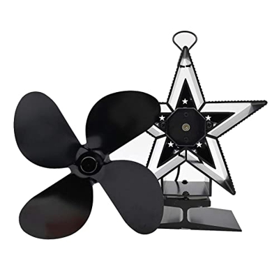 FMOPQ Black Fireplace Fan 4 Blades Heat Powered Stove Fan Wood Burner Eco Quiet Fan Home Heat Distribut Efficient (Color : Black)