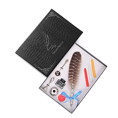 Personalidad DIY Regalo de cumpleaños Pavo Real Pluma Pluma Retro Boda Papelería Regalo Firma Pluma Conjunto (D)