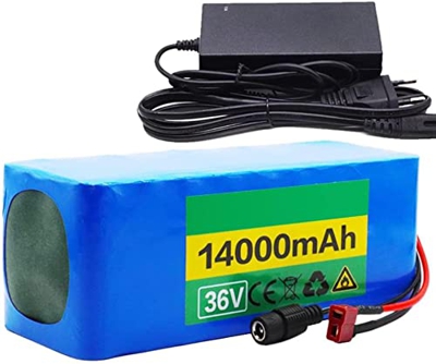GZYHDC 36V 14AH Batería de Bicicleta eléctrica, batería de Litio para Bicicleta eléctrica de 10s4p con BMS+Cargador, 18650 Batería de Litio de Litio p