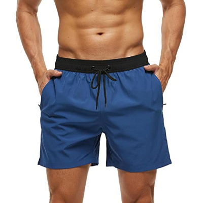 Aisprts Bañador Hombre, Bañador Natacion Hombre con Bolsillos con Cremallera Pantalones Cortos de Playa Elásticos de Secado Rápido para Hombre con Cor