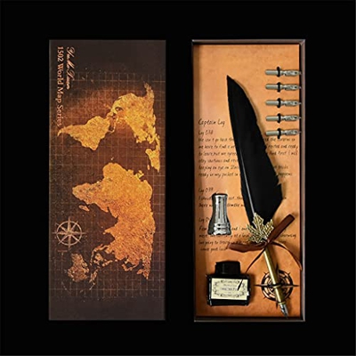 Juego de Pluma estilográfica Retro, Caja de Regalo de Pluma estilográfica de Metal, Recuerdo de caligrafía Inglesa, Suministros Escolares de Oficina p