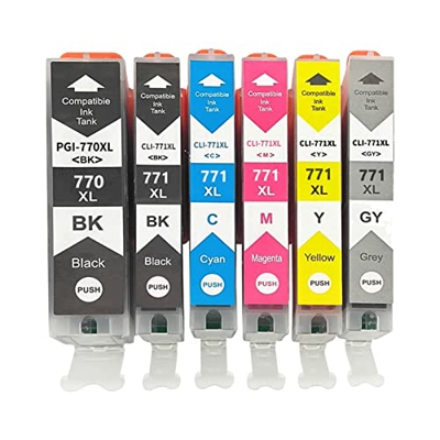 BAQU PGI-770XL CLI-771XL Cartucho de Tinta Compatible para Canon 770 XL 771 XL Uso con PIXMA MG5770 MG6870 TS6070 TS8070 Impresoras 1 Pack