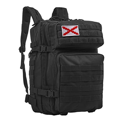 Nostra Borsetta Mochila Tactica Militar 45L Mochila Crossfit Supervivencia para Acampada, Caza, Senderismo, Aventura, Montañismo y Viajes (Negra Cruz 