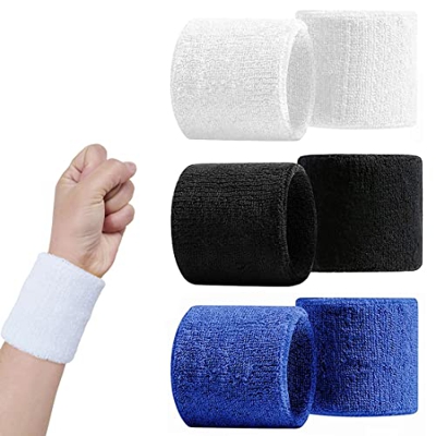 Clyhon Paquete de 6 pulseras deportivas para hombres y mujeres, muñequeras absorbentes para gimnasio, deportes, tenis, correr, ejercicio, baloncesto, 