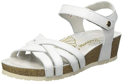 Panama Jack Chia Nacar, Sandalias con cuña Mujer, Blanco, 38 EU
