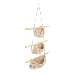MILISTEN Macrame Fruit Hammock de Algodón Malla Hamaca Hamaca Colgante Organizador de Vegetales Canasta de Almacenamiento Colgante para Suministros de características