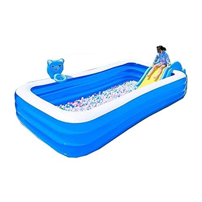 Large Home Inflatable Swimming Pool, Swimming Pool for Kids with Slide and Electric Pump, Large Outdoor Inflatable Paddling Pool Family Summer Water P