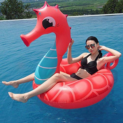 Giant Inflatable Hippocampus Tail Pool Float with Fast Valves Summer Beach Swimming Pool Party Lounge Raft Decorations River Tube Toys for Adults Kids