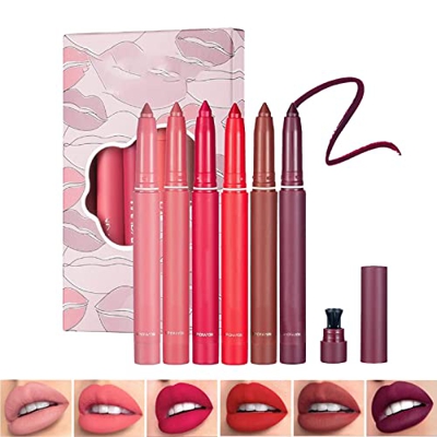 12 Color Handaiyan Rotating Sharpenable Matte Lipstick Pencils,Lip Liner And Lipstick Set,Super Stay Ink Crayon Lipstick,Matte Longwear Lipstick Makeu
