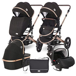 Lorelli - Cochecito de bebé BOSTON 3 en 1 - Carro Multifunción con capazo y bolso maternal - Asiento reversible con esqueleto de aluminio - Cuero en l precio
