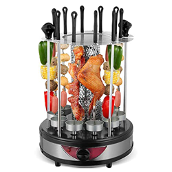 Parrilla eléctrica Vertical sin Humo Temporización automática Estufa de Barbacoa giratoria Brocheta Bandeja de Aceite incorporada Hogar Viajes al Aire precio