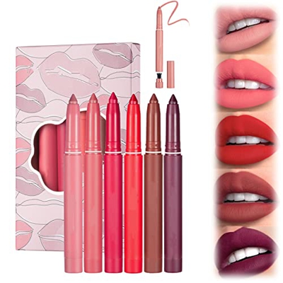 LPSHGK 12 Color HANDAIYAN Rotating Sharpenable Matte Lipstick Pencils, Matte Lipstick Set, HANDAIYAN Lipstick Matte Long Lasting Waterproof Non-Stick 