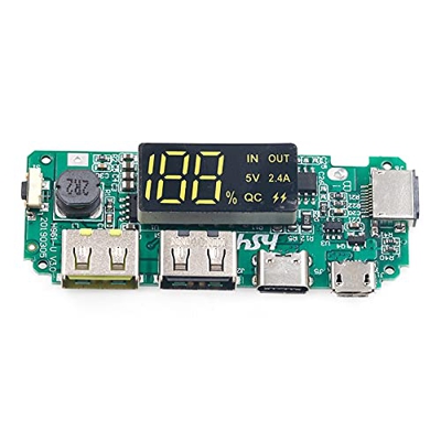 YAKESTYLE Placa de Cargador de batería de Litio LED Dual USB 5V 2.4A Micro/Type-C USB Mobile Power Bank 18650 Módulo de Carga (Color : 5V 2.4A 1A)