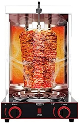 Máquina Eléctrica De Kebab Gyro Grill, Parrilla Eléctrica Automática Parrilla para Barbacoa, Parrilla De Carne De Kebab Vertical Acero Inoxidable 2 Qu