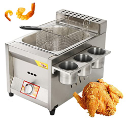 EIXUE Freidora de Gas 8L Freidora Comercial con Cesta y Tapa Acero Inoxidable para Patatas Fritas Freidora Comercial Fácil de Limpiar (Color : Natural en oferta