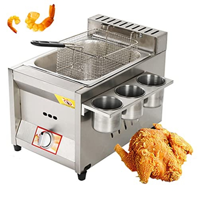 EIXUE Freidora de Gas 8L Freidora Comercial con Cesta y Tapa Acero Inoxidable para Patatas Fritas Freidora Comercial Fácil de Limpiar (Color : Natural