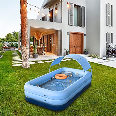Nueva piscina inflable automática XL – 260 cm – Piscina de pie, piscina familiar piscina infantil para jardín (260 cm – Azul)
