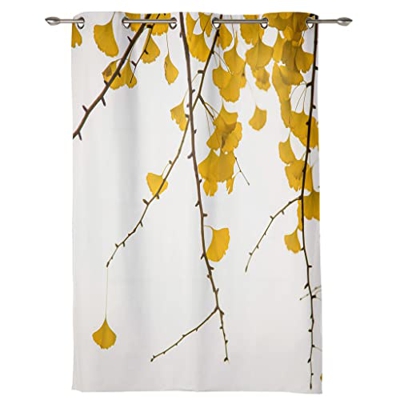 Ginkgo Leaf Autumn Scenery Sight Cortinas para Sala de Estar Cortina de Ventana para Dormitorio Modern Indoor Home Decor Cortinas (Color : A, Size : 1