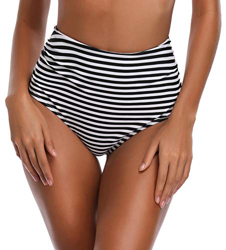SHEKINI Traje de Baño para Mujer Abdominal Cintura Alta de Bikini Pantalones de natación Ruched Color Sólido Bañadores Retro Ropa de Playa Bikini Brag precio