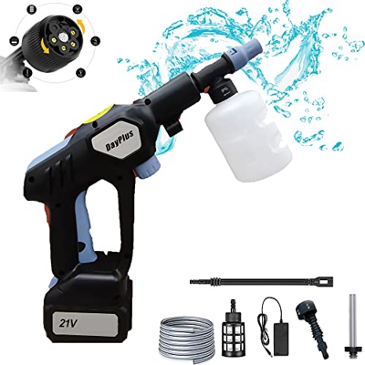 Lavadora a Presión Inalámbrica 30 Bar Hidrolimpiadora de Alta Presión Boquilla 6 en 1 con Batería 2.0Ah 24V y Manguera 6M Pistola Pulverizadora de Lav