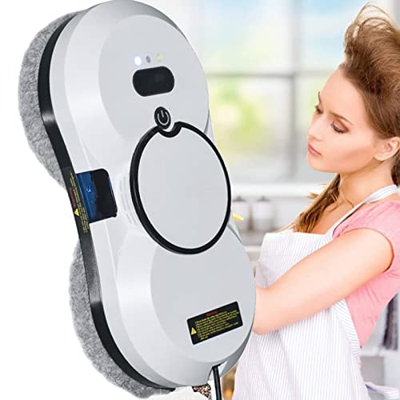 ATRNA Robot Limpiacristales 2800Pa, Robot Limpieza de Ventanas con Función de Rociado Automático de Agua Control Remoto-White